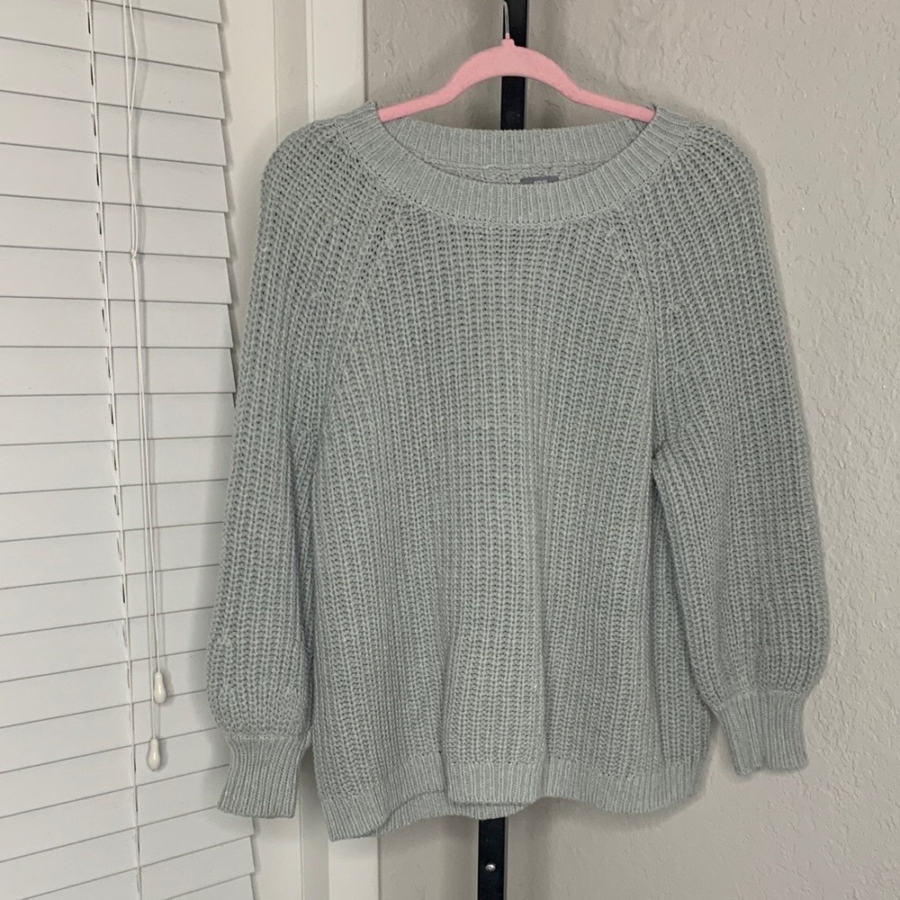 Aerie Light Gray Women's Crew Neck chunky cotton blend knit Sweater medium